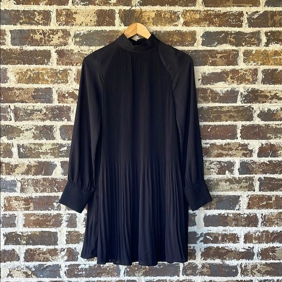 H&M Long Sleeve High Neck Black Shift Dress XS - Picture 1 of 7